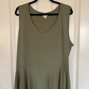 LuLaRoe Olive Green Sleeveless Midi Dress